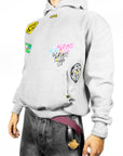 BAVI Bearnie Club grey fleece hoodie for men logo view