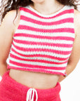 Crop Top Pink & White