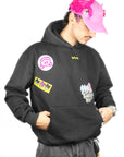 BAVI Bearnie Club black fleece hoodie for men front view