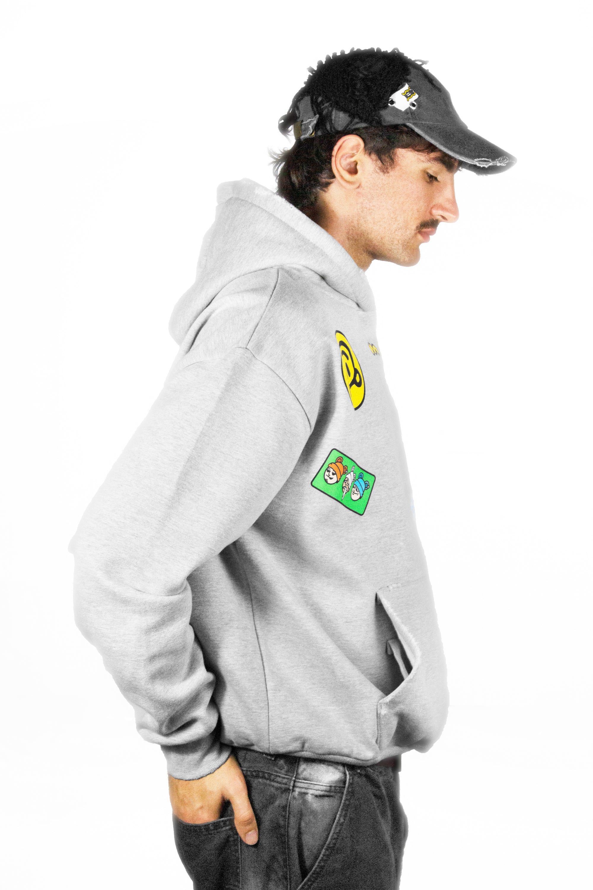 BAVI Bearnie Club grey fleece hoodie for men side view