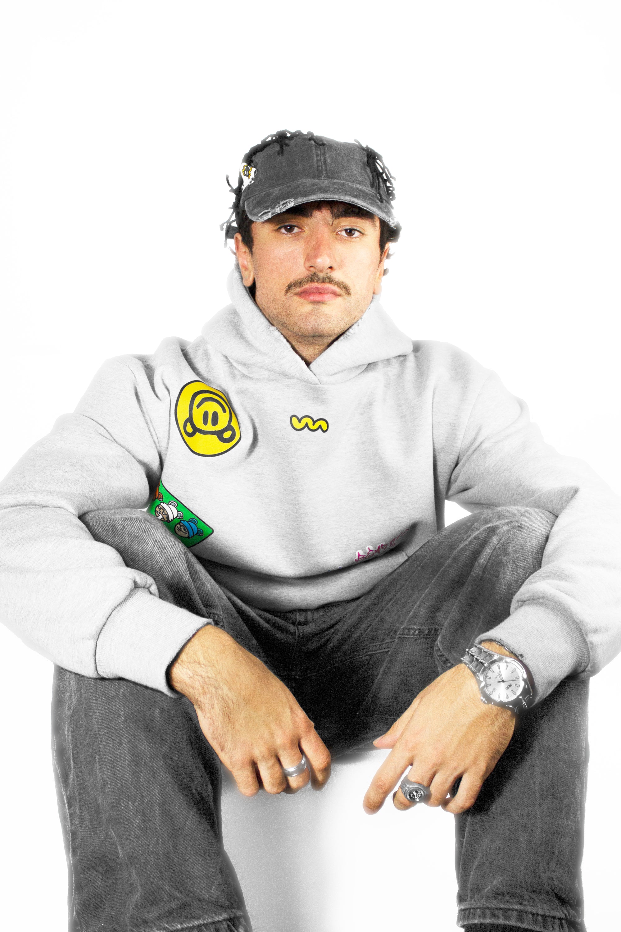 BAVI Bearnie Club grey fleece hoodie for men lifestyle look