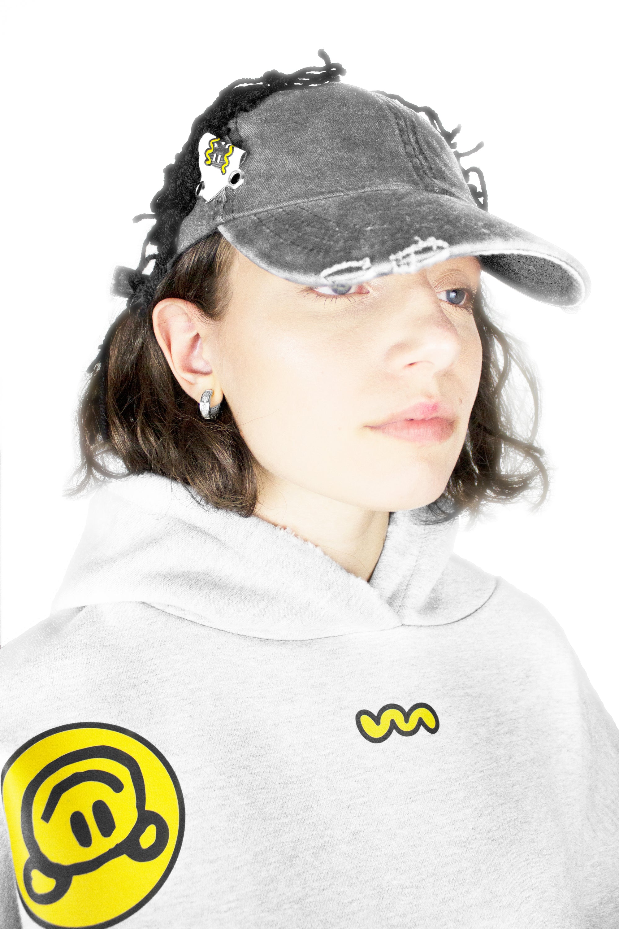 BAVI Bearnie Club grey fleece hoodie for women front view