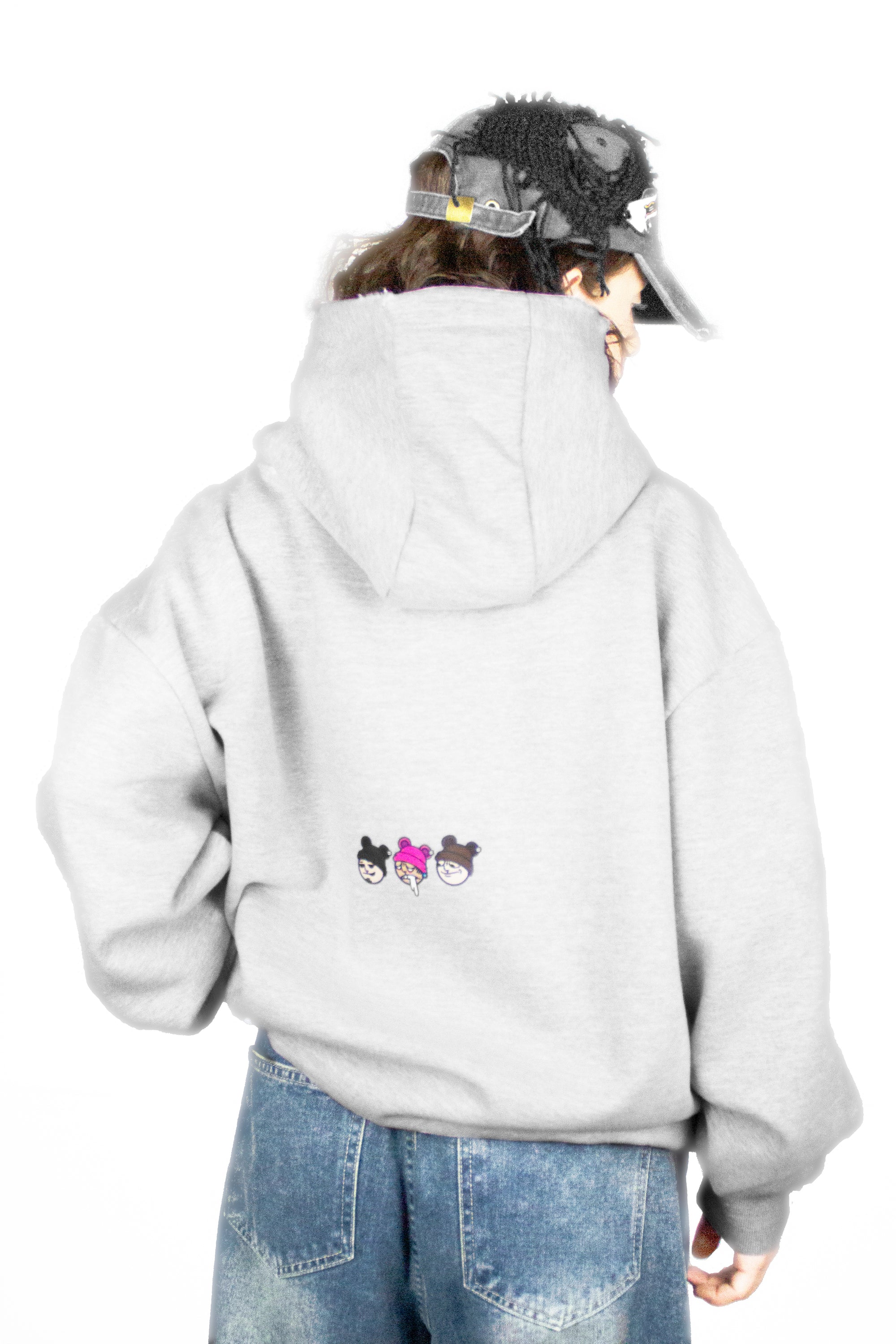 BAVI Bearnie Club grey fleece hoodie for women back view