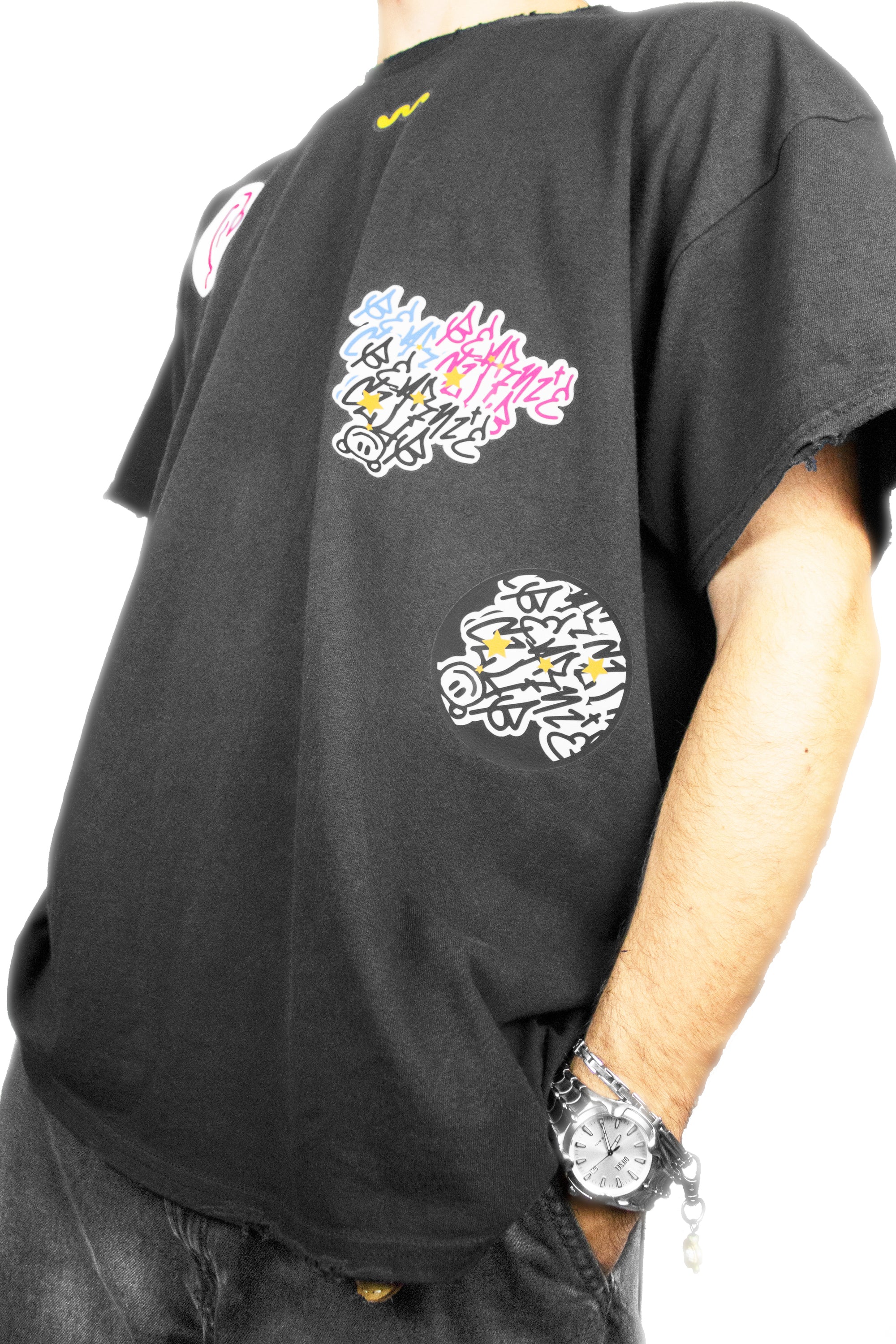 BAVI Bearnie Club black tee for men logo view